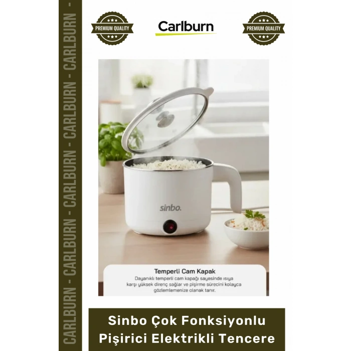 #Tencere 800ml 400W Buharlı Aparatlı Hızlı Pratik Beyaz Sinbo Çok Fonksiyonlu Pişirici Elektrikli Tencere