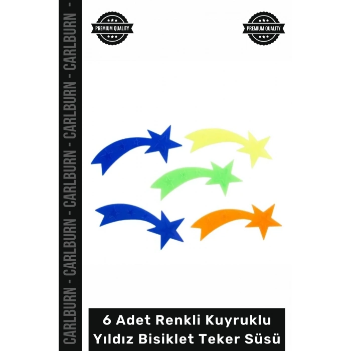 #Bisiklet Kaliteli Canlı Renk Çocuk Aksesuarı 6 Adet Renkli Kuyruklu Yıldız Bisiklet Teker Süsü
