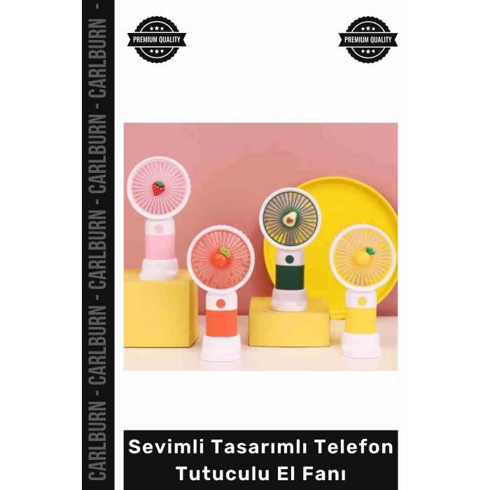 #ElFanı USB Şarjlı Taşınabilir Meyve Figürlü Masaüstü Sevimli Tasarımlı Telefon Tutuculu El Fanı