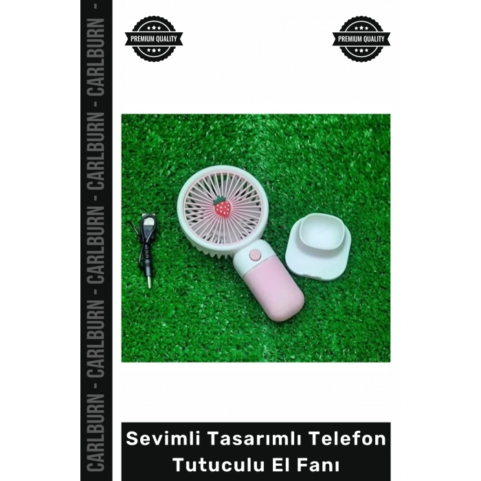 #ElFanı USB Şarjlı Taşınabilir Meyve Figürlü Masaüstü Sevimli Tasarımlı Telefon Tutuculu El Fanı