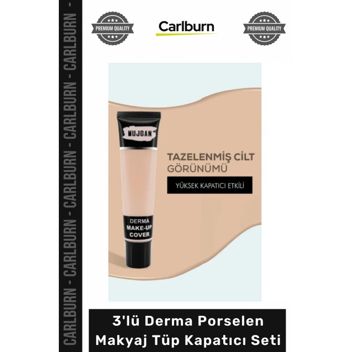 #Makyaj Mat Bitişli Aydınlatıcı Kontür Etkili 3lü Derma Porselen Makyaj Tüp Kapatıcı Seti