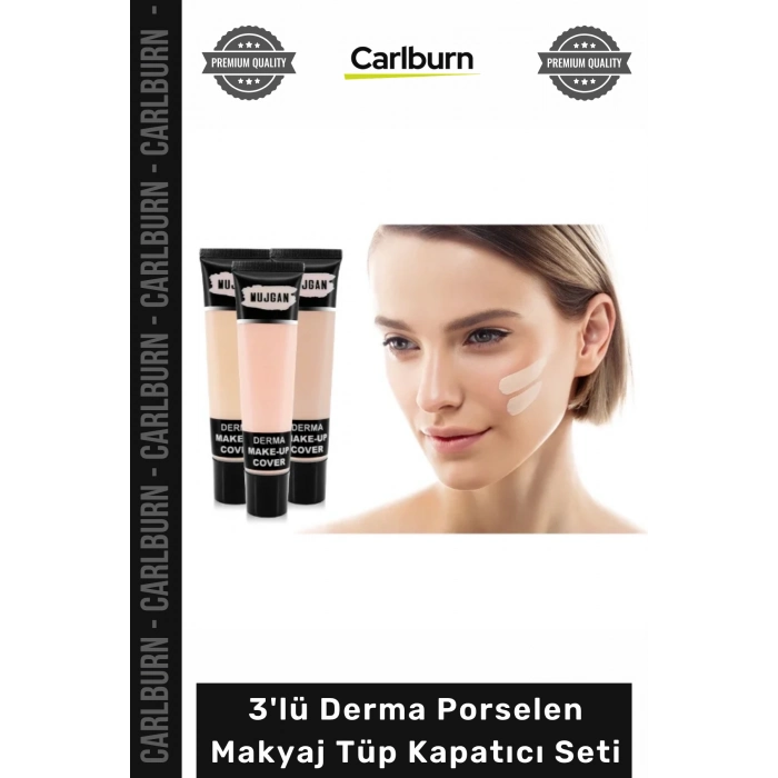 #Makyaj Mat Bitişli Aydınlatıcı Kontür Etkili 3lü Derma Porselen Makyaj Tüp Kapatıcı Seti