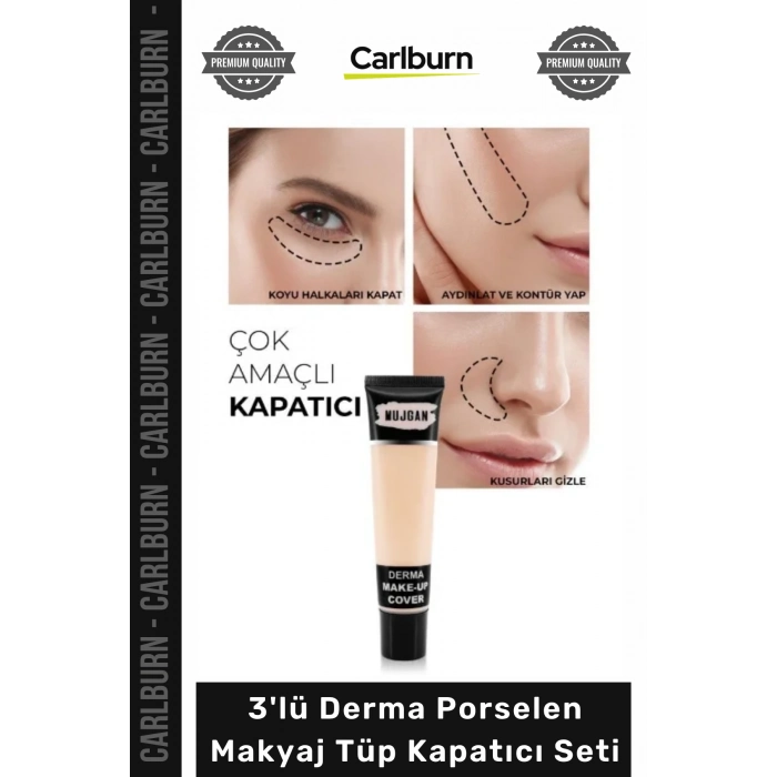 #Makyaj Mat Bitişli Aydınlatıcı Kontür Etkili 3lü Derma Porselen Makyaj Tüp Kapatıcı Seti