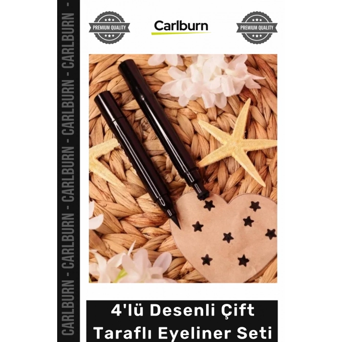 Yaratıcı Dekoratif Çift Taraflı Yoğun Siyah Pigment Makyaj 4lü Desenli Çift Taraflı Eyeliner Seti