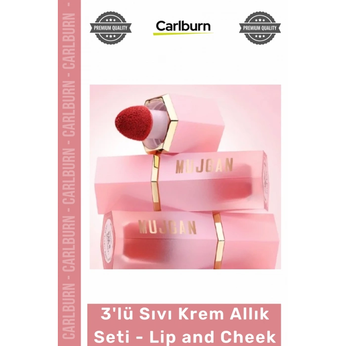 #MakyajSeti Premium Sıvı Krem Allık Dudak Yanak Lip and Cheek Suya Dayanıklı Makyaj 3lü Set