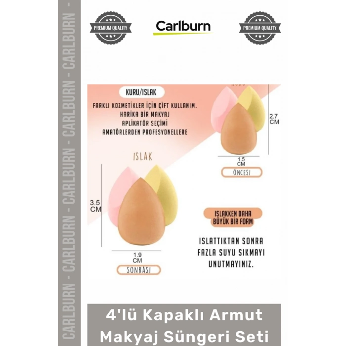 #Kozmetik Profesyonel Yumuşak Fondöten Kapatıcı Sünger 4lü Kapaklı Armut Makyaj Süngeri Seti