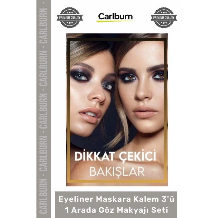 #Kozmetik Siyah Suya Dayanıklı Dolgun Kalıcı Eyeliner Maskara Kalem 3ü 1 Arada Göz Makyajı Seti