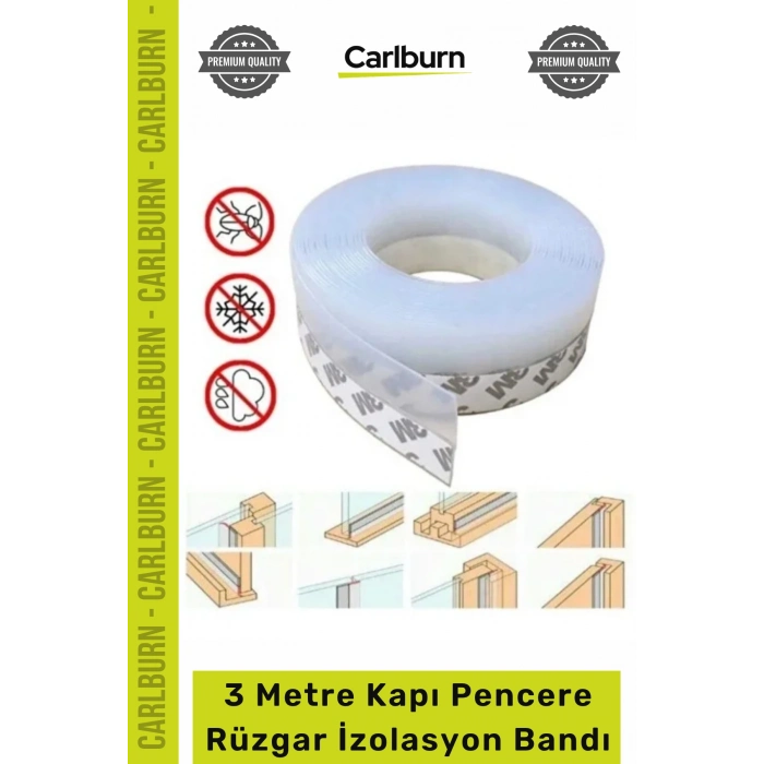 #Bant Yapışkanlı Şeffaf EPDM Silikon Sızdırmazlık Fitil 3 Metre Kapı Pencere Rüzgar İzolasyon Bandı