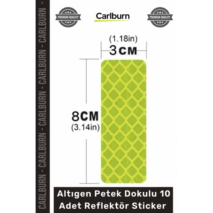 #Reflektör Honeycomb Reflektif Güvenlik Bandı Altıgen Petek Dokulu 10 Adet Reflektör Sticker Seti