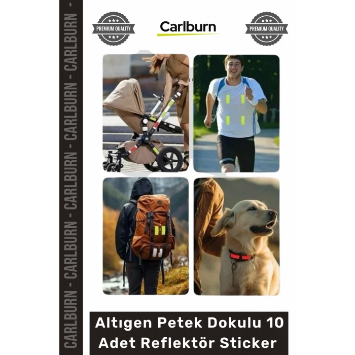 #Reflektör Honeycomb Reflektif Güvenlik Bandı Altıgen Petek Dokulu 10 Adet Reflektör Sticker Seti