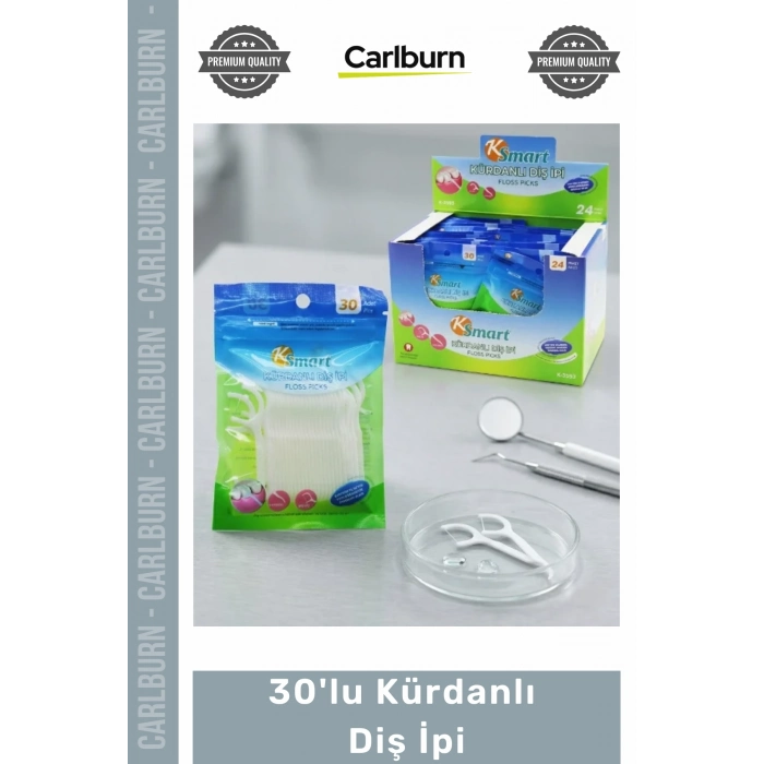 Özel Üretim Hijyenik Ergonomik Tasarım Bakteri Plağı Temizleyici Sağlam 30lu Kürdanlı Diş İpi