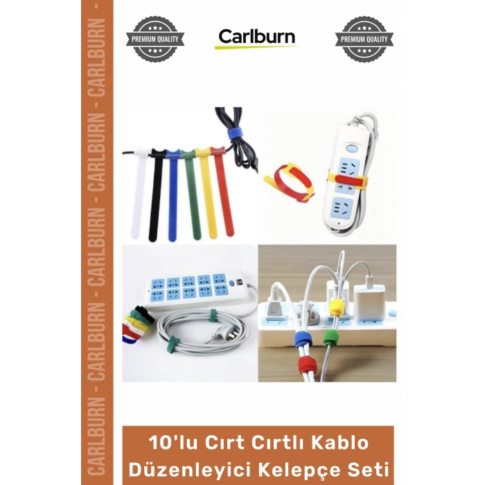 #Organizer Naylon Siyah Çok Amaçlı Organizer Şık 10lu Cırt Cırtlı Kablo Düzenleyici Kelepçe Seti - 15cm