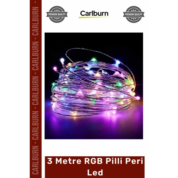 #PeriLed Renkli Dekoratif Bakır Tel Işıklandırma Yılbaşı Süsleme 3 Metre RGB Pilli Peri Led