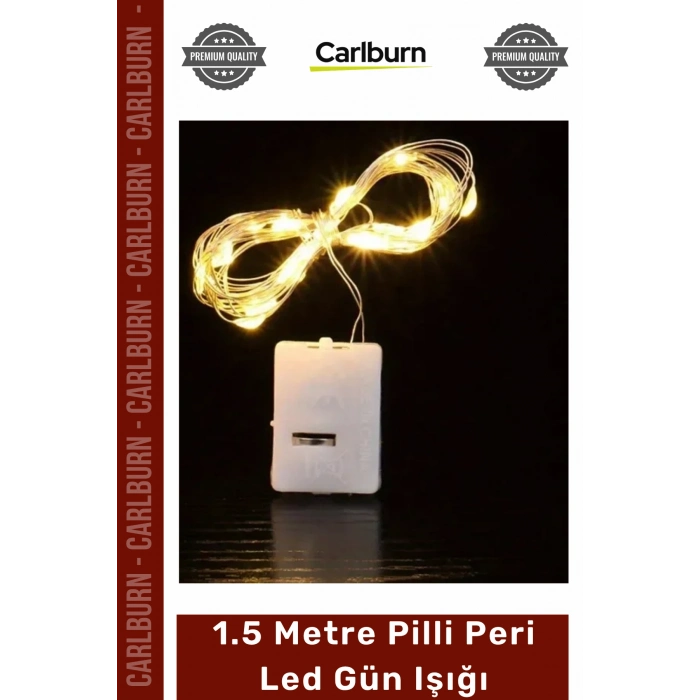 #PeriLed Dekoratif Bakır Tel Masa Süsleme Sıcak Beyaz Işık 15 Metre Pilli Peri Led Gün Işığı