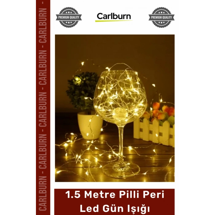 #PeriLed Dekoratif Bakır Tel Masa Süsleme Sıcak Beyaz Işık 15 Metre Pilli Peri Led Gün Işığı