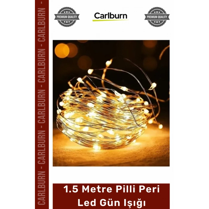 #PeriLed Dekoratif Bakır Tel Masa Süsleme Sıcak Beyaz Işık 15 Metre Pilli Peri Led Gün Işığı
