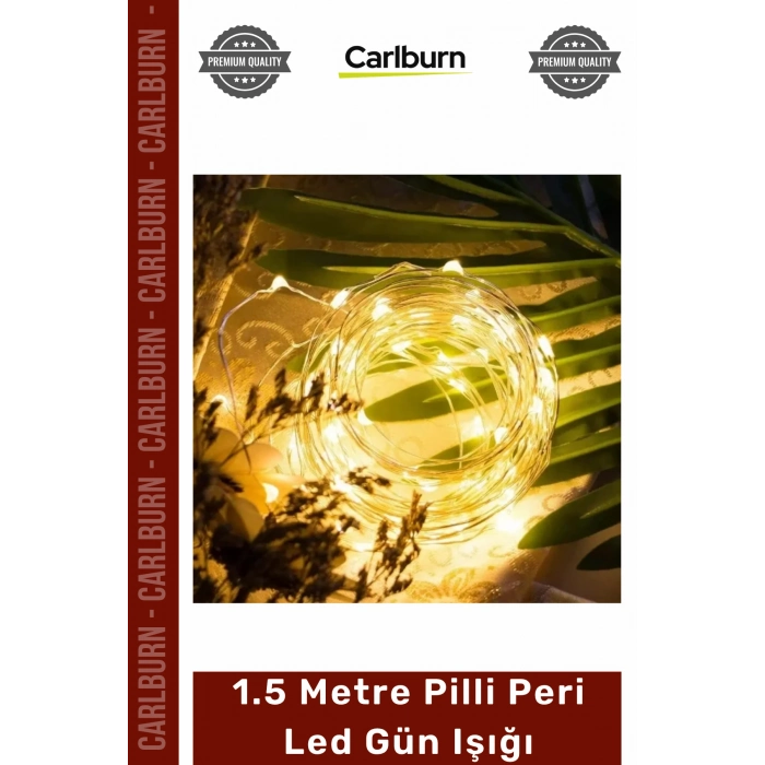 #PeriLed Dekoratif Bakır Tel Masa Süsleme Sıcak Beyaz Işık 15 Metre Pilli Peri Led Gün Işığı