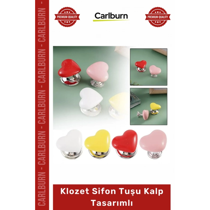 Özel Üretim Banyo Aksesuarı Yapışkanlı Şık Modern Dekoratif Estetik Klozet Sifon Tuşu Kalp Tasarımlı