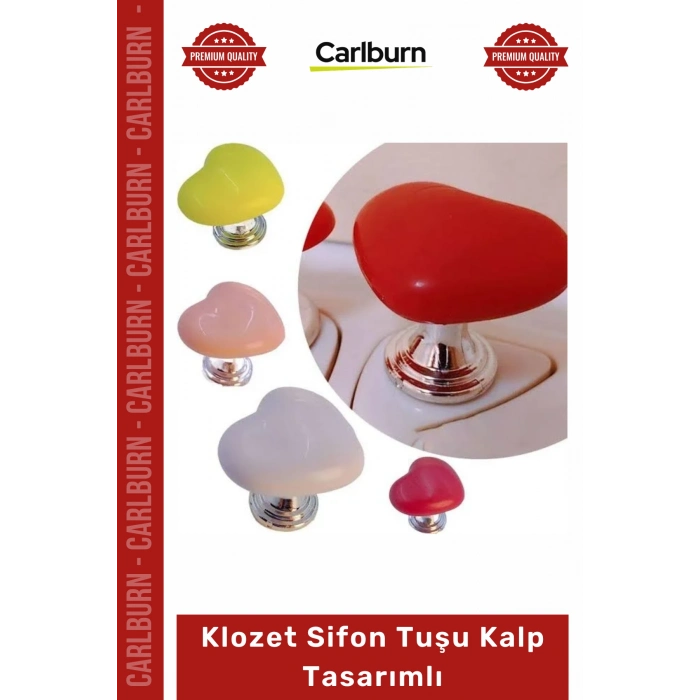 Özel Üretim Banyo Aksesuarı Yapışkanlı Şık Modern Dekoratif Estetik Klozet Sifon Tuşu Kalp Tasarımlı