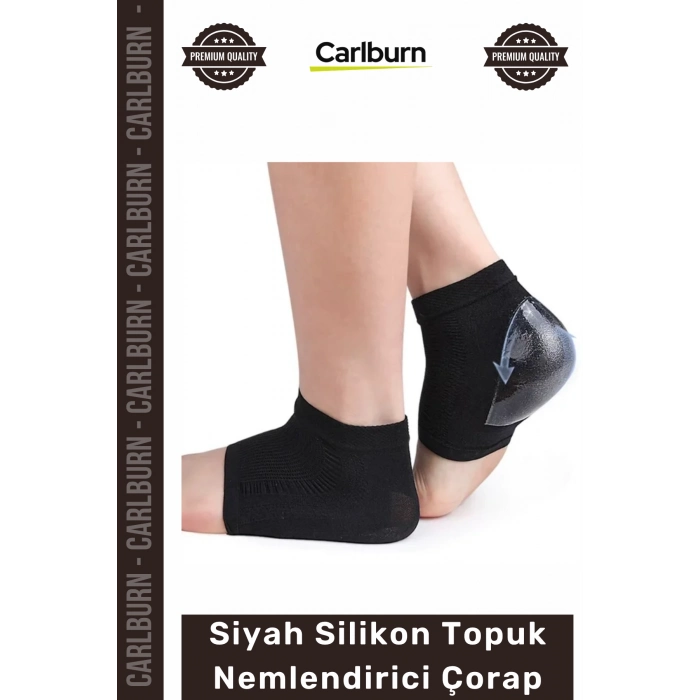 Özel Üretim Çatlak Karşıtı Ayak Bakım Yumuşatıcı Esnek Tam Siyah Silikon Topuk Nemlendirici Çorap