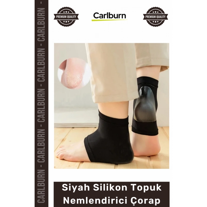 Özel Üretim Çatlak Karşıtı Ayak Bakım Yumuşatıcı Esnek Tam Siyah Silikon Topuk Nemlendirici Çorap