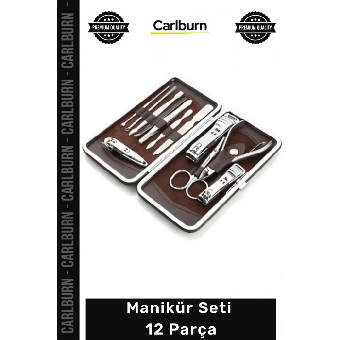 #Manikür Paslanmaz Çelik Deri Çanta Profesyonel Bakım Tırnak Pense Cımbız Manikür Seti 12 Parça
