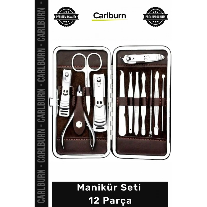#Manikür Paslanmaz Çelik Deri Çanta Profesyonel Bakım Tırnak Pense Cımbız Manikür Seti 12 Parça