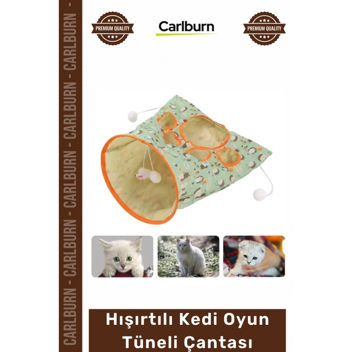 #KediOyuncağı İnteraktif Katlanabilir Peluş Fare Oyuncaklı Kirpi Hışırtılı Kedi Oyun Tüneli Çantası