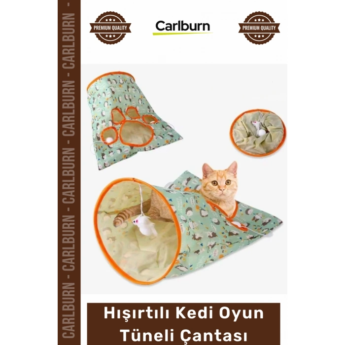 #KediOyuncağı İnteraktif Katlanabilir Peluş Fare Oyuncaklı Kirpi Hışırtılı Kedi Oyun Tüneli Çantası