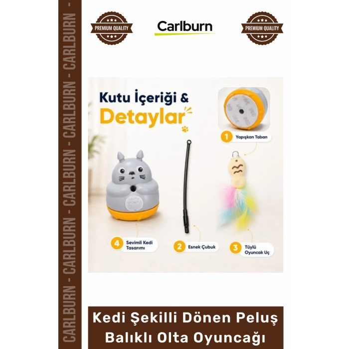 Özel Üretim İnteraktif 360 Dönen Yapışkanlı Eğitici Kedi Şekilli Dönen Peluş Balıklı Olta Oyuncağı