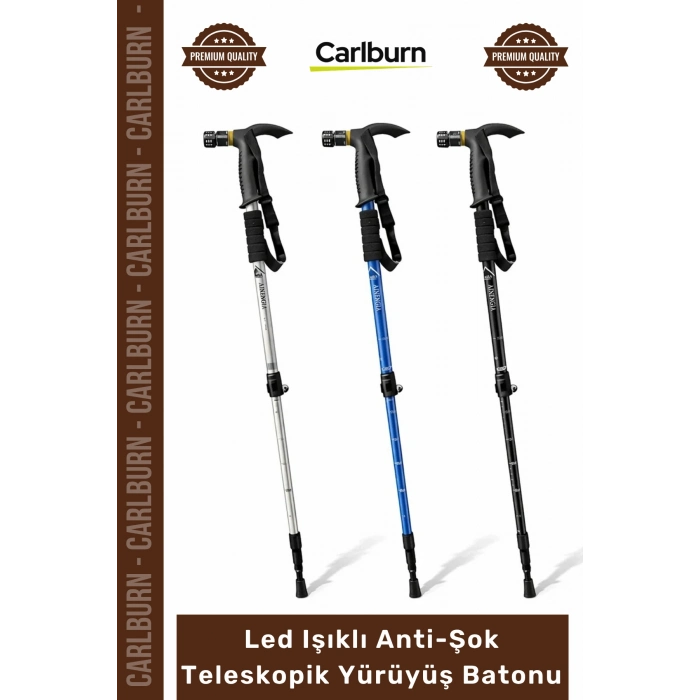 #Baston Dağcılık Amortisörlü 110cm Outdoor Sağlam Led Işıklı Anti Şok Teleskopik Yürüyüş Batonu