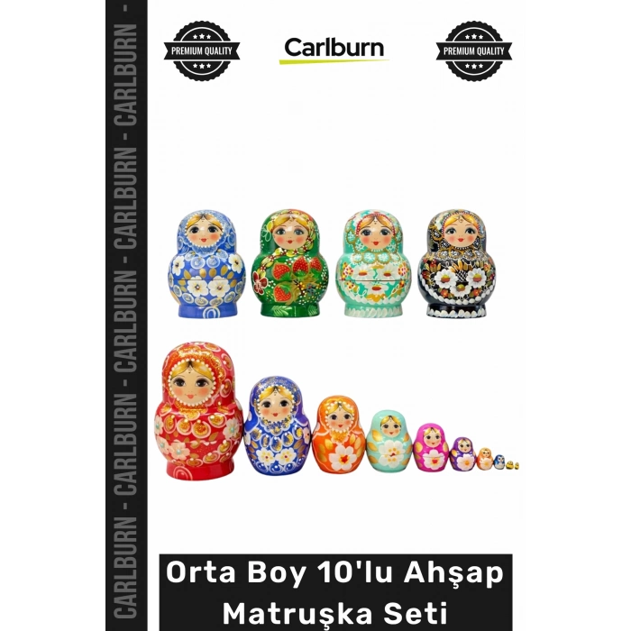 #Matruşka El Yapımı Doğal Ahşap Dekoratif Hediyelik Geleneksel Orta Boy 10lu Ahşap Matruşka Seti