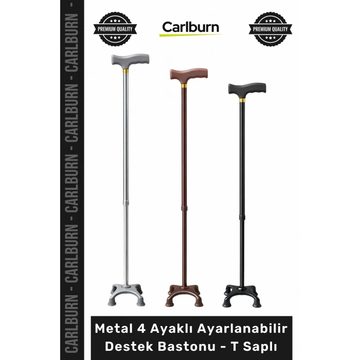 #Baston Ortopedik Medikal Alüminyum Sağlam Metal 4 Ayaklı Ayarlanabilir Destek Bastonu T Saplı