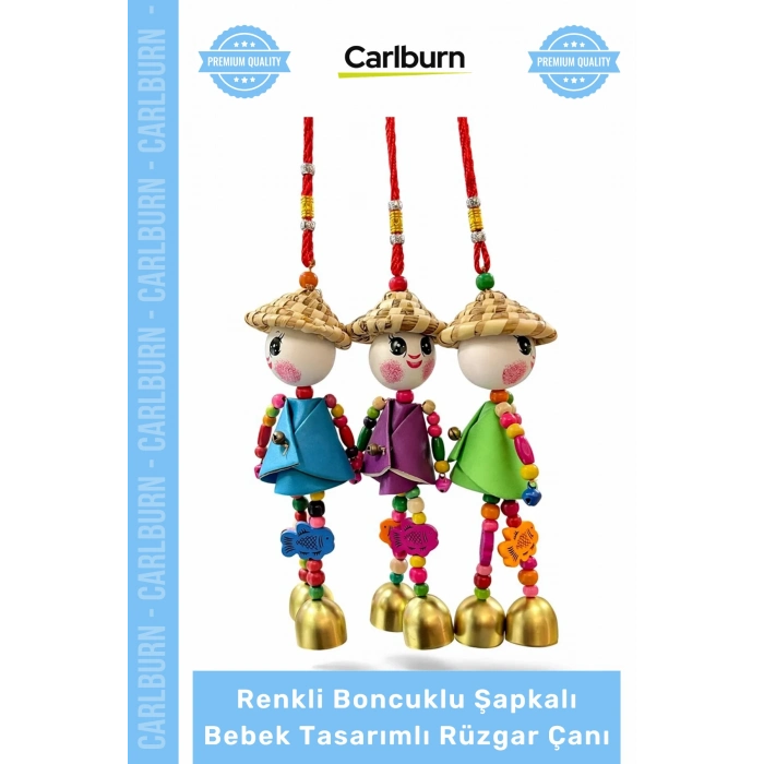 #RüzgarÇanı Dekoratif Bahçe Balkon Hediyelik Renkli Boncuklu Şapkalı Bebek Tasarımlı Rüzgar Çanı