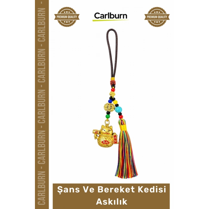#Askılık Maneki Neko Altın Sarısı Püsküllü Araç Dikiz Aynası Duvar Süsü Şans Bereket Kedisi Askılık
