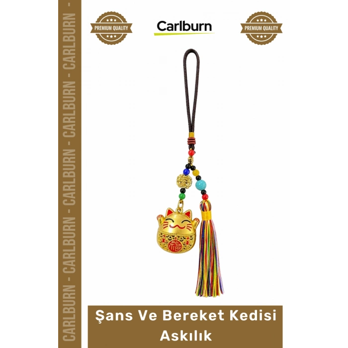 #Askılık Maneki Neko Altın Renk Püsküllü Dekoratif Araba Dikiz Aynası Şans Bereket Kedisi Askılık