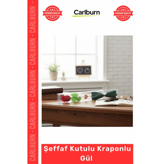 Özel Üretim Dekoratif Kırmızı Yapay Çiçek Şeffaf Kutulu Kraponlu Gül Öğretmenler Günü Hediyesi