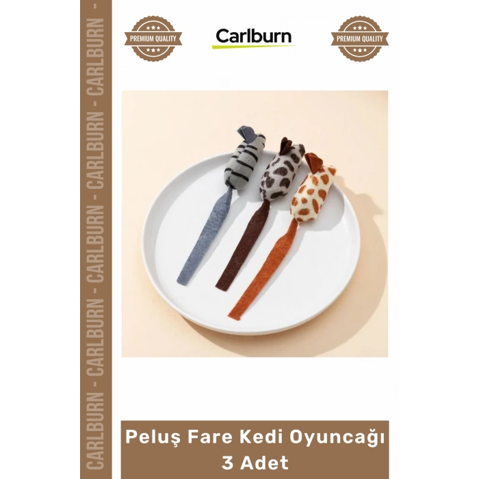 #Petshop Isırmaya Dayanıklı Kaliteli Kumaş İnteraktif Darbe Dirençli Peluş Fare Kedi Oyuncağı 3 Adet