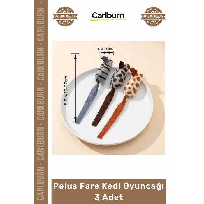 #Petshop Isırmaya Dayanıklı Kaliteli Kumaş İnteraktif Darbe Dirençli Peluş Fare Kedi Oyuncağı 3 Adet