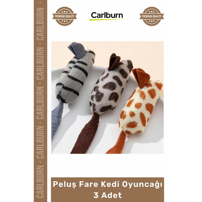 #Petshop Isırmaya Dayanıklı Kaliteli Kumaş İnteraktif Darbe Dirençli Peluş Fare Kedi Oyuncağı 3 Adet