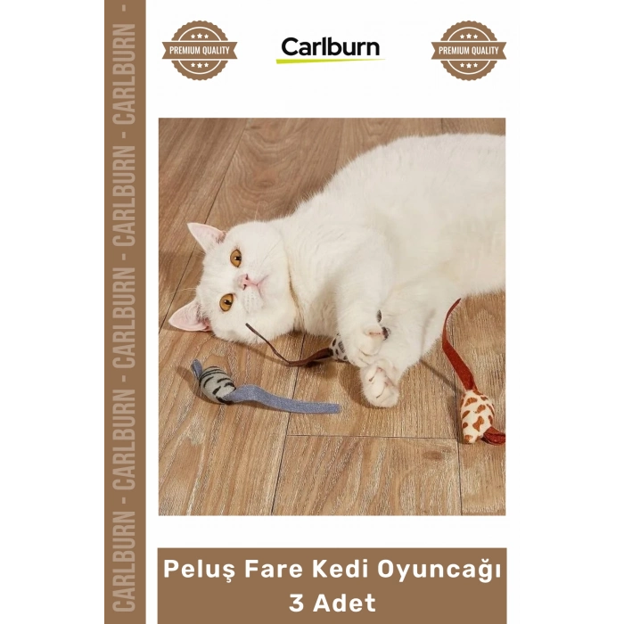 #Petshop Isırmaya Dayanıklı Kaliteli Kumaş İnteraktif Darbe Dirençli Peluş Fare Kedi Oyuncağı 3 Adet