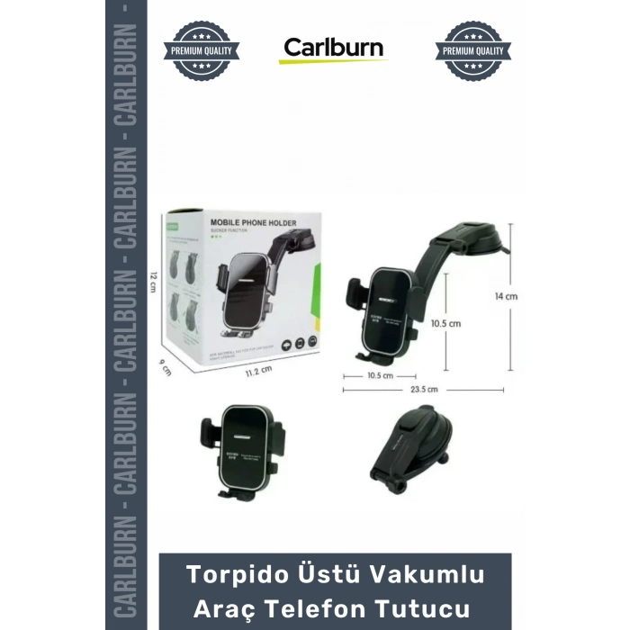 #Tutacak Sağlam Güçlü Siyah Torpido Üstü Vakumlu Araç Telefon Tutucu Ayarlanabilir Uzun Kollu