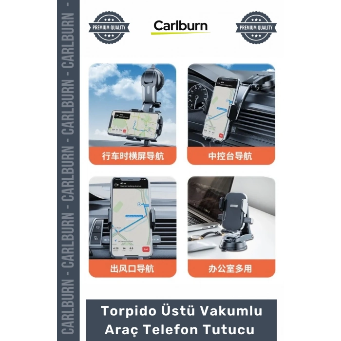 #Tutacak Sağlam Güçlü Siyah Torpido Üstü Vakumlu Araç Telefon Tutucu Ayarlanabilir Uzun Kollu