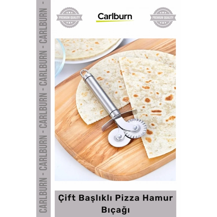 Özel Üretim Paslanmaz Çelik Profesyonel Keskin Dayanıklı Pratik Çift Başlıklı Pizza Hamur Bıçağı