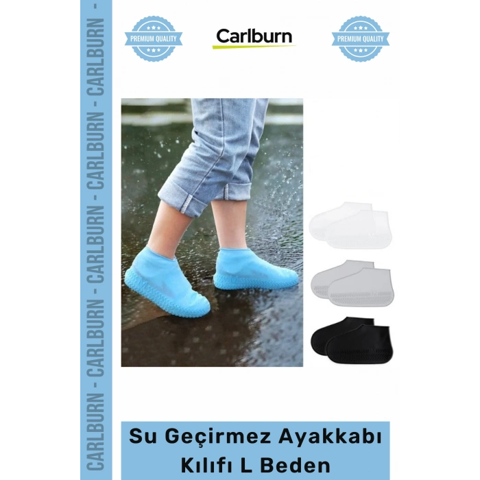Özel Üretim Silikon Kaymaz Dayanıklı Esnek Yıkanabilir Gri Siyah Su Geçirmez Ayakkabı Kılıfı L Beden