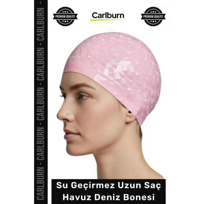 #Bone Uzun Saç Kaymaz Su Geçirmez Sızdırmaz Yüzücü Havuz Deniz Bonesi Elastik Bez Yüzme Şapkası 2li Set