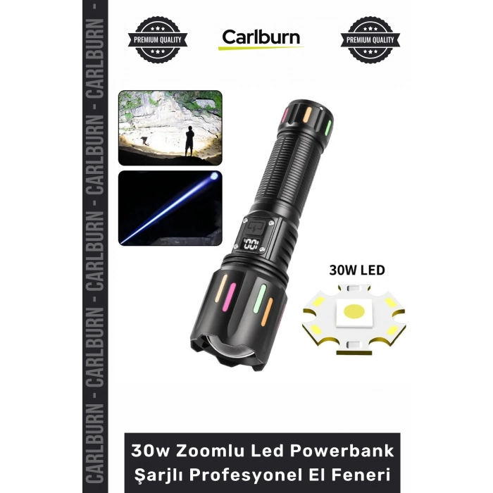 Özel Üretim Alüminyum Gövde TG Led Type C USB 30w Zoomlu Led Powerbank Şarjlı Profesyonel El Feneri