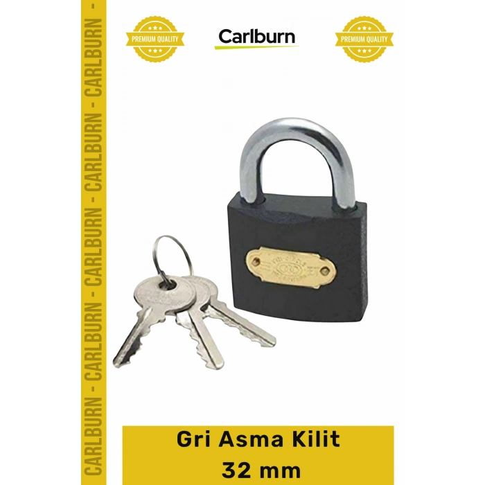 #AsmaKilit Dayanıklı Güvenlikli Çelik Gövdeli Emniyetli Korumalı Paslanmaz Gri Asma Kilit 32 mm