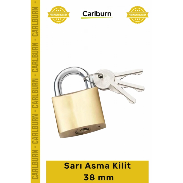 #AsmaKilit Dayanıklı Pirinç Gövde Güvenlikli Çelik Köprü İşyeri Depo Koruma Sarı Asma Kilit 38 mm