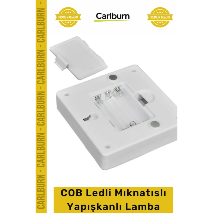 Pilli Dolap İçi Gece Portatif Mıknatıs Aydınlatma Beyaz Gün Işığı COB Ledli Mıknatıslı Yapışkanlı Lamba